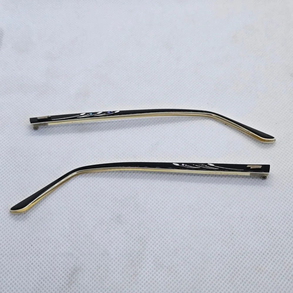 Vintage Shuron USA Eyeglass Temples Replacement Arms Black Rhinestone 5 1/2